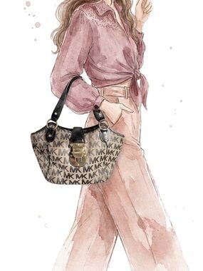 Michael Kors Vintage Signature JetSet Leather-Canvas tote bag | Gold hardware